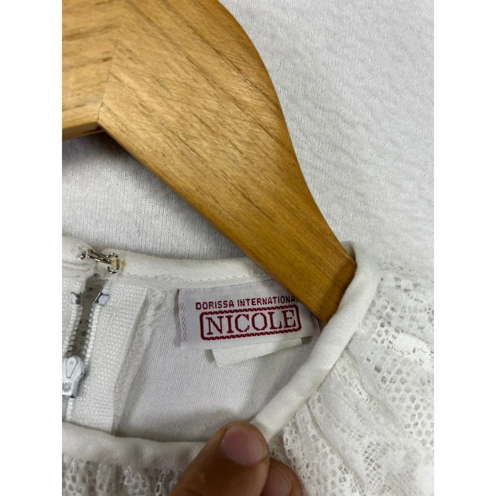 Vintage  Dorissa International Nicole Girls 10 Ivory Lace Drop Waist Dress